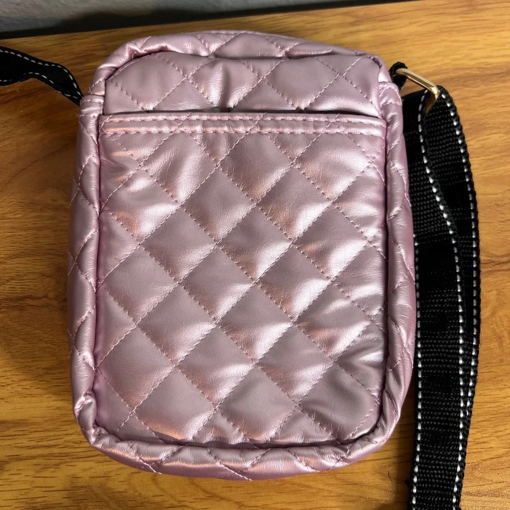 Scout Micromanager Quilted Crossbody Bag Small Metallic Pink Adjustable Casual
